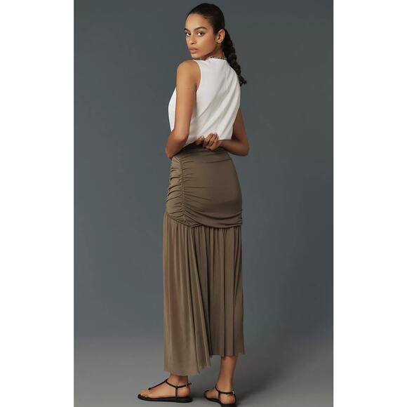 NWT Anthropologie Gestuz MessiGZ Mesh Taupe Maxi Skirt - Large - Picture 4 of 5